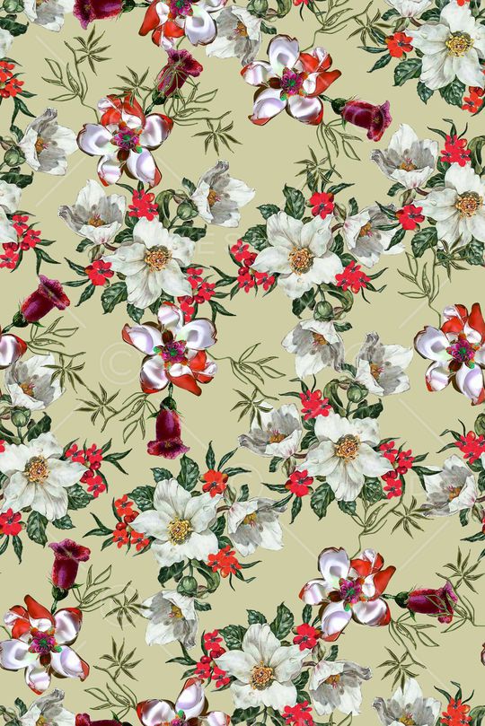 手绘花卉印花华亿平台图片