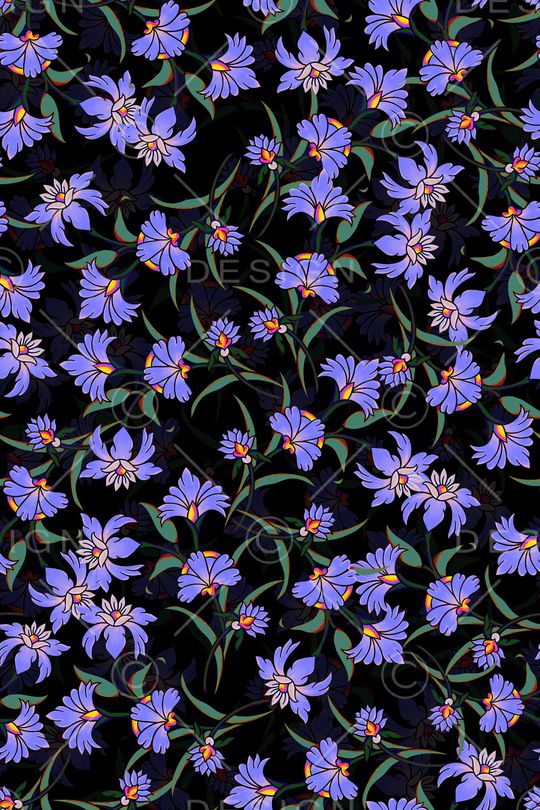 黑底花卉印花华亿平台图片