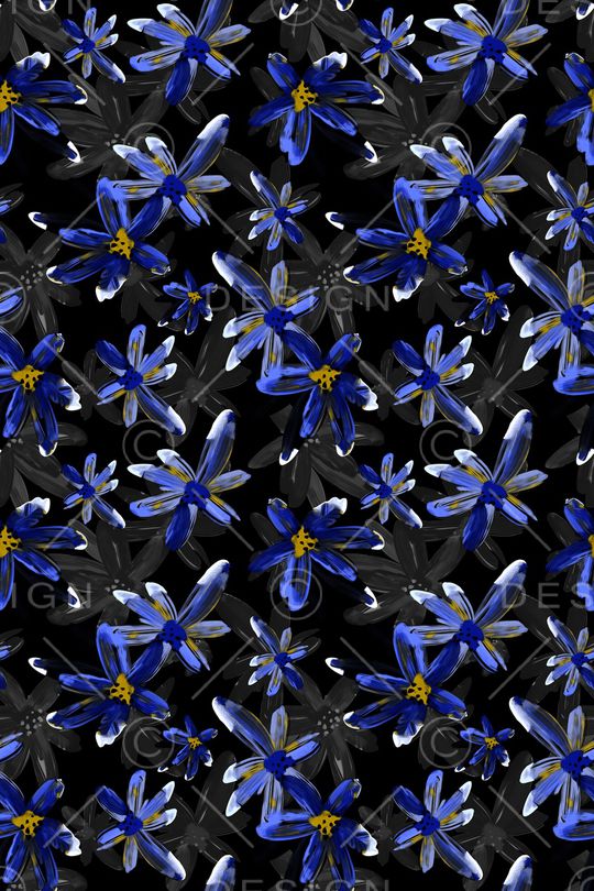 黑底花卉印花华亿平台图片