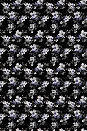 黑底花卉印花华亿平台图片