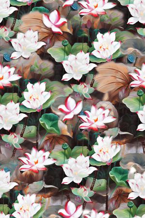 荷花印花华亿平台图片