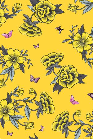 花卉蝴蝶印花华亿平台图片