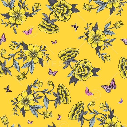 花卉蝴蝶印花华亿平台图片