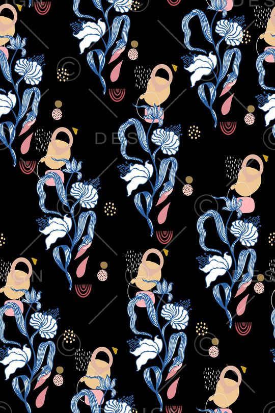 抽象花卉印花华亿平台图片