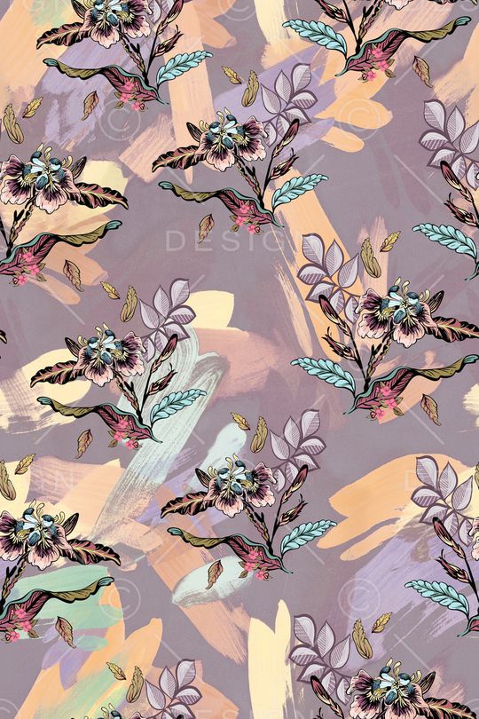 抽象花卉印花华亿平台图片