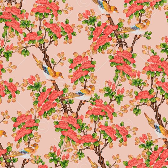 花鸟印花华亿平台图片