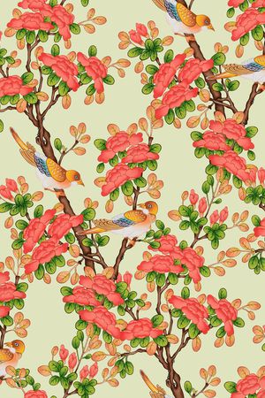 花鸟印花华亿平台图片