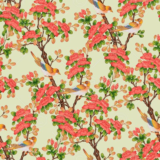 花鸟印花华亿平台图片