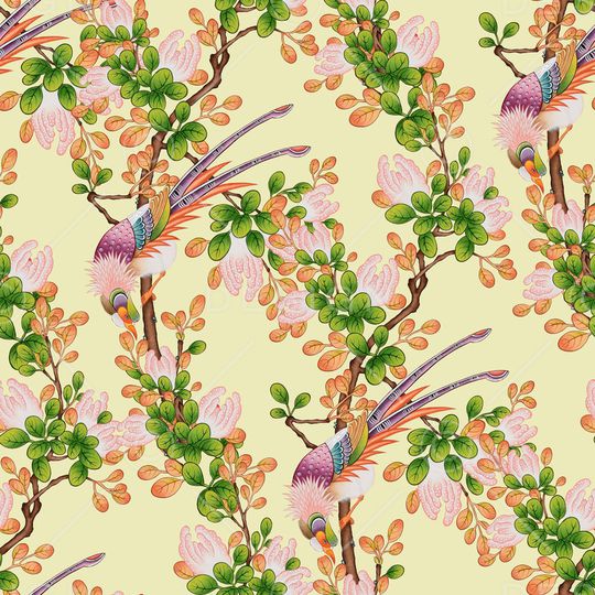 花鸟印花华亿平台图片