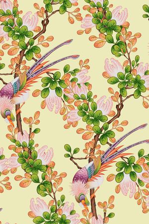 花鸟印花华亿平台图片