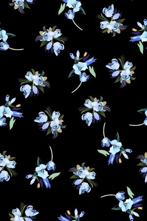 黑底花卉印花华亿平台图片