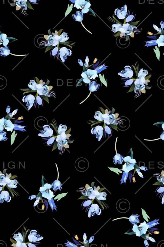 黑底花卉印花华亿平台图片