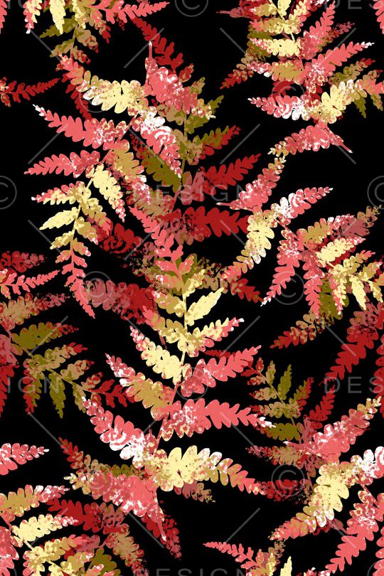 黑底花卉印花华亿平台图片