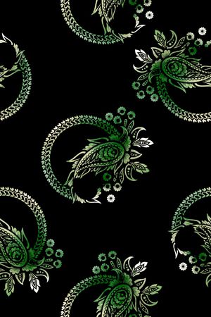 黑底花卉印花华亿平台图片