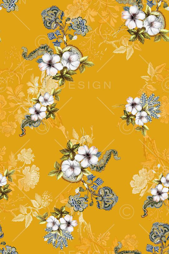 清爽底花卉印花华亿平台图片