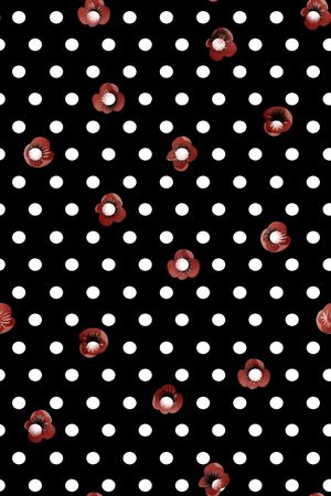 黑底花卉印花华亿平台图片