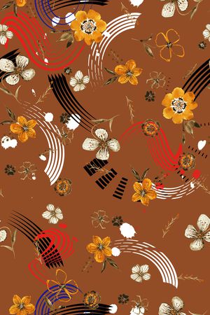 清爽底花卉印花华亿平台图片