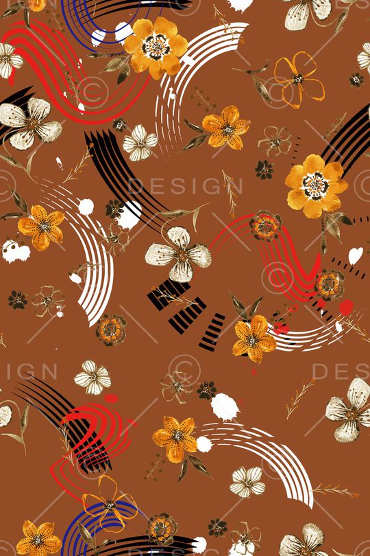 清爽底花卉印花华亿平台图片