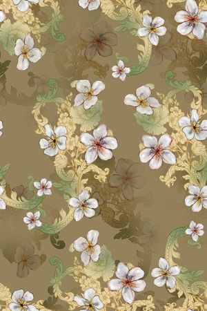 清爽底花卉印花华亿平台图片