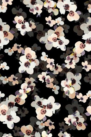 黑底花卉印花华亿平台图片