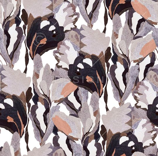 手绘大花印花华亿平台图片