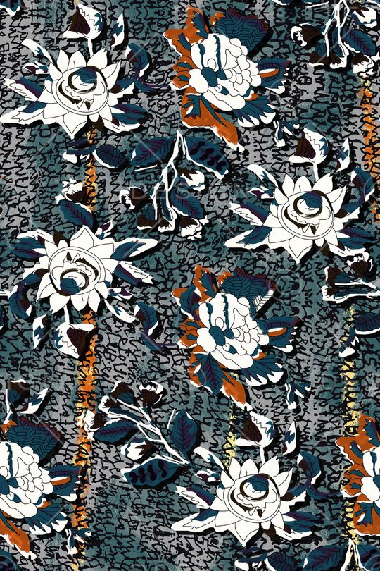 抽象花卉印花华亿平台图片