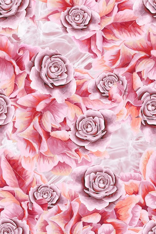 手绘花卉印花华亿平台图片