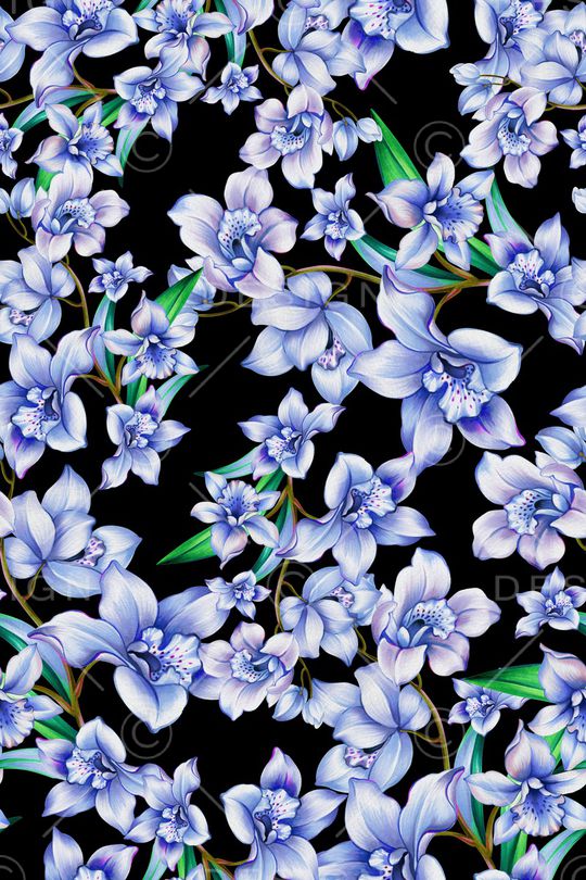 黑底花卉印花华亿平台图片