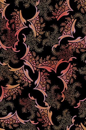 黑底花卉印花华亿平台图片