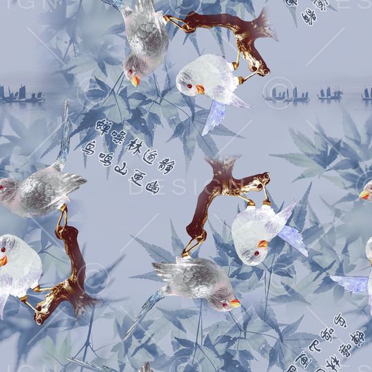 花鸟印花华亿平台图片