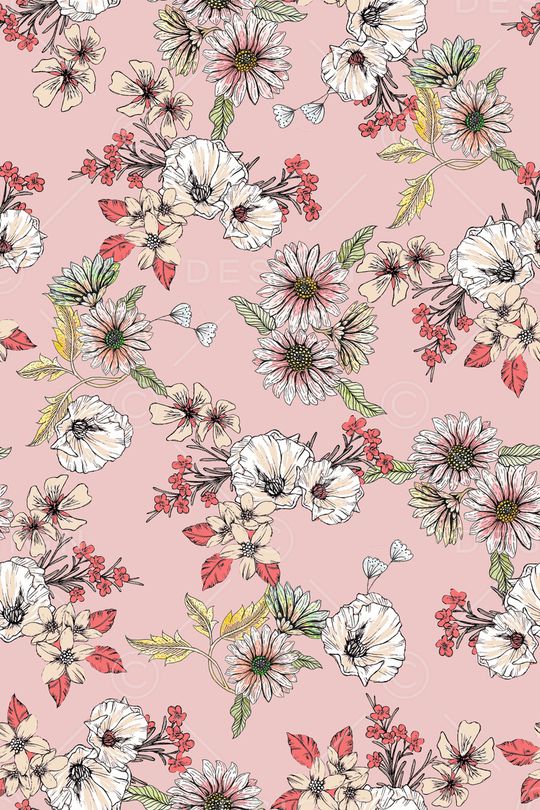 手绘花卉印花华亿平台图片