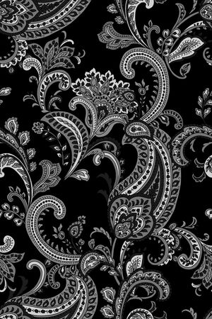 黑底花卉印花华亿平台图片