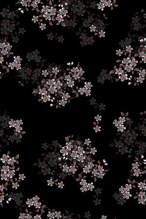 黑底花卉印花华亿平台图片