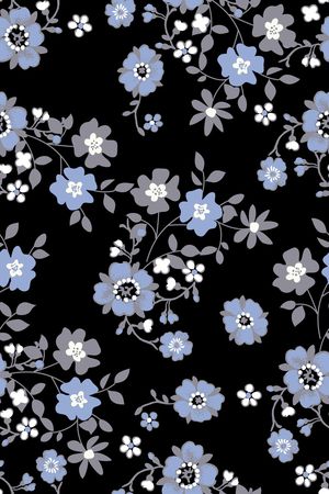 黑底花卉印花华亿平台图片