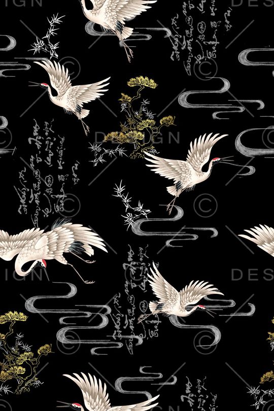 仙鹤印花华亿平台图片