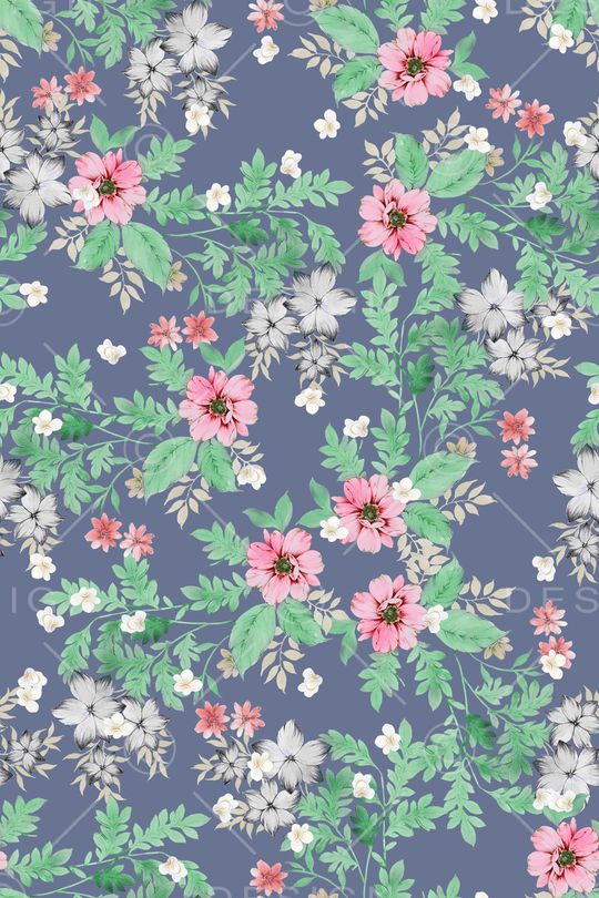 清爽底花卉印花华亿平台图片