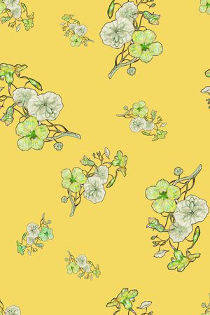 清爽底花卉印花华亿平台图片