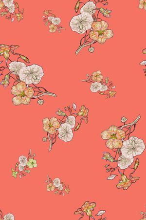 清爽底花卉印花华亿平台图片