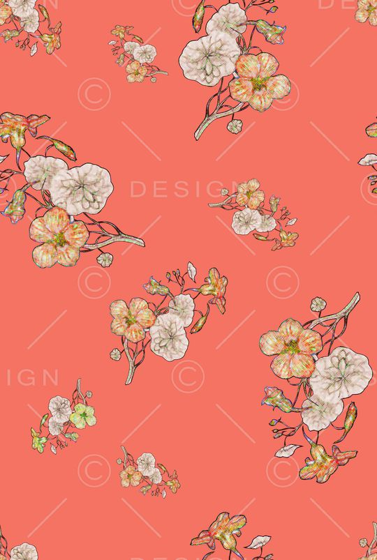 清爽底花卉印花华亿平台图片