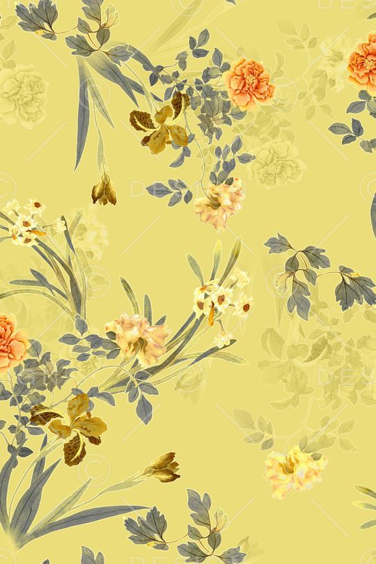 清爽底花卉印花华亿平台图片