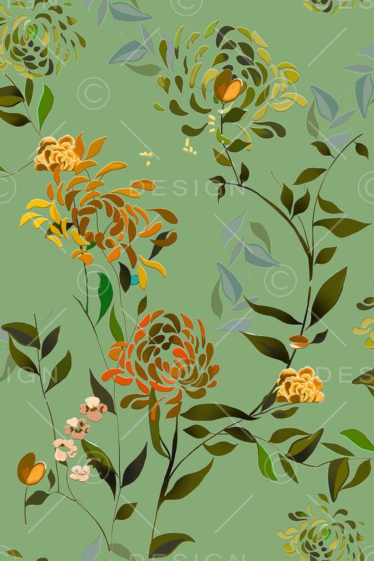 清爽底花卉印花华亿平台图片