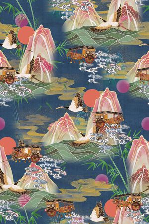 复古印花华亿平台图片