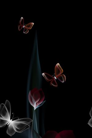 黑底花卉印花华亿平台图片