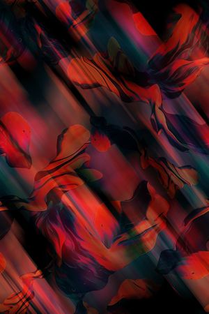 黑底花卉印花华亿平台图片