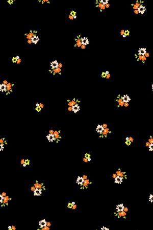 黑底花卉印花华亿平台图片