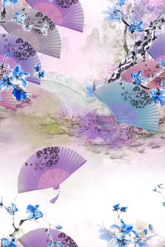 扇子印花华亿平台图片