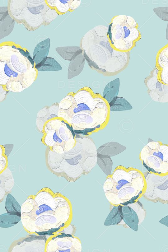 清爽底花卉印花华亿平台图片