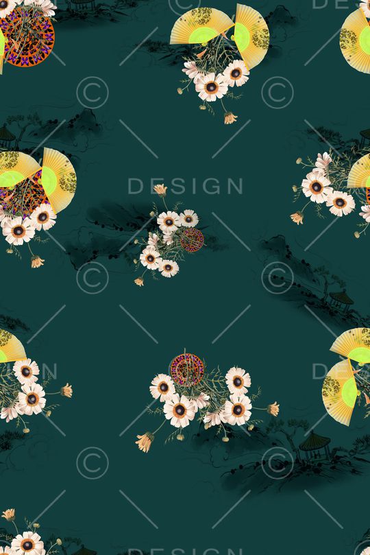 扇子印花华亿平台图片