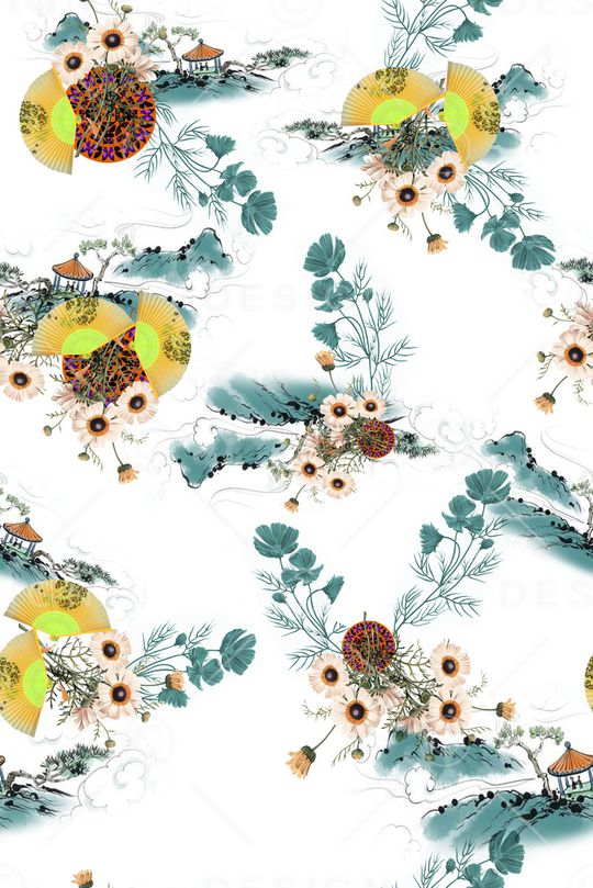 扇子印花华亿平台图片