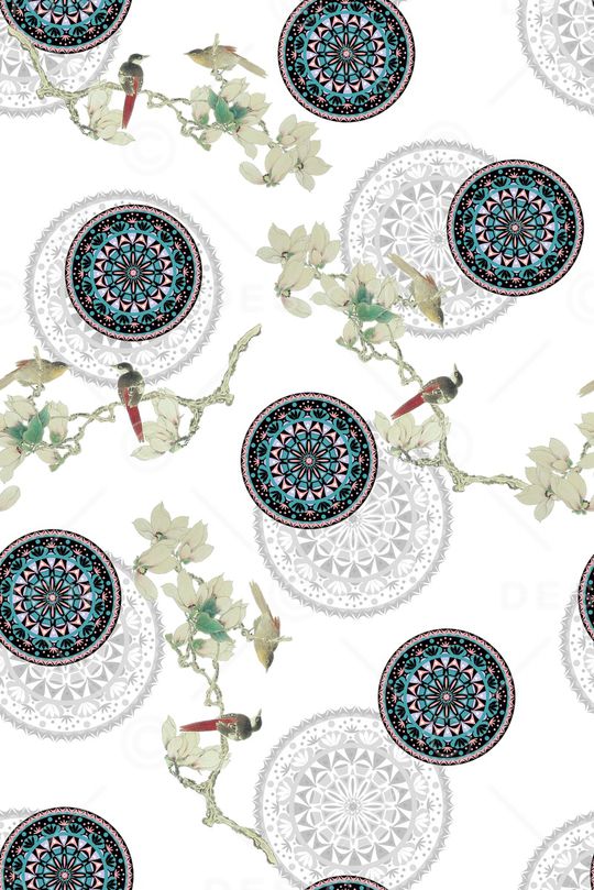 花鸟印花华亿平台图片